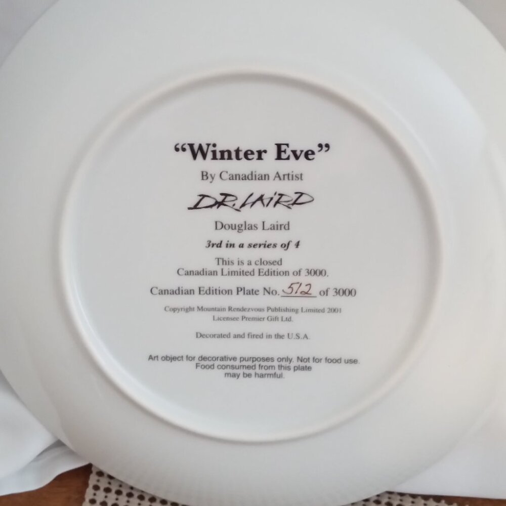 D. R. Laird Collector Plate "Winter Eve" - Picture 2 of 7
